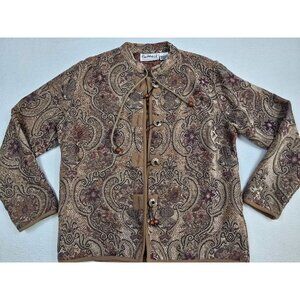 Vintage Flashback Tapestry Jacket S Paisley Pattern Boho Tweed Carpet